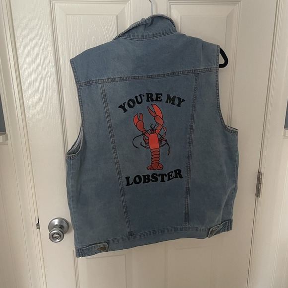 FRIENDS: Denim Jean Vest You're My Lobster Unisex Adult Size Large - Picture 5 of 8